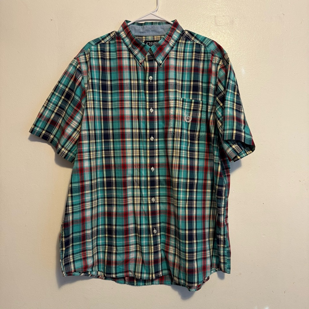 Chaps Multicolor Plaid Button Down Shirt‎ men’s Size XXL Preppy Lightweight